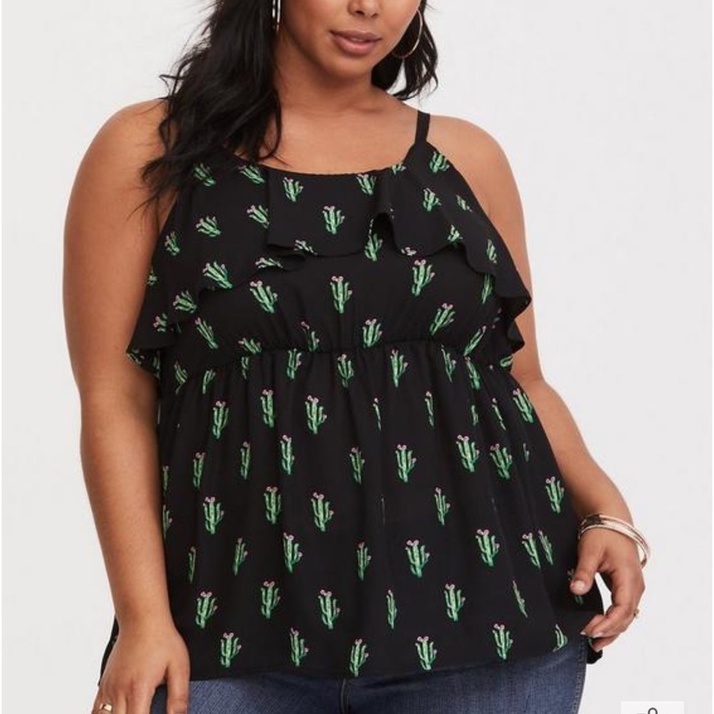 Torrid Black Cactus Chiffon Tank